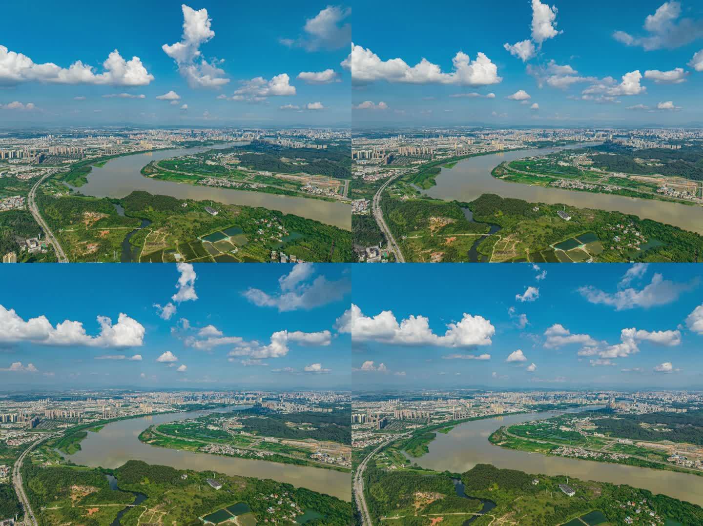 博罗东江边大景高空航拍