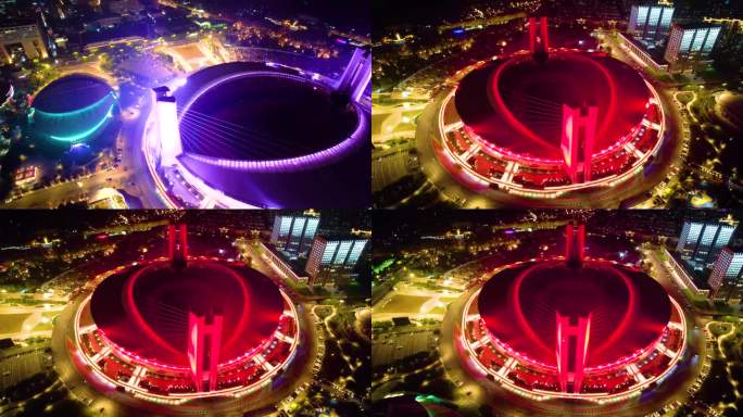 杭州黄龙体育中心体育场夜景视频素材