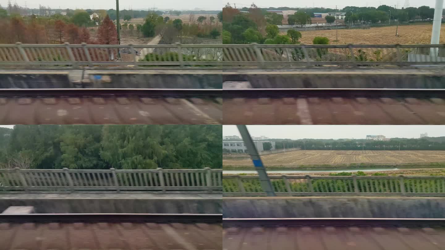 火车动车高铁行驶车窗外的风景视频素材4