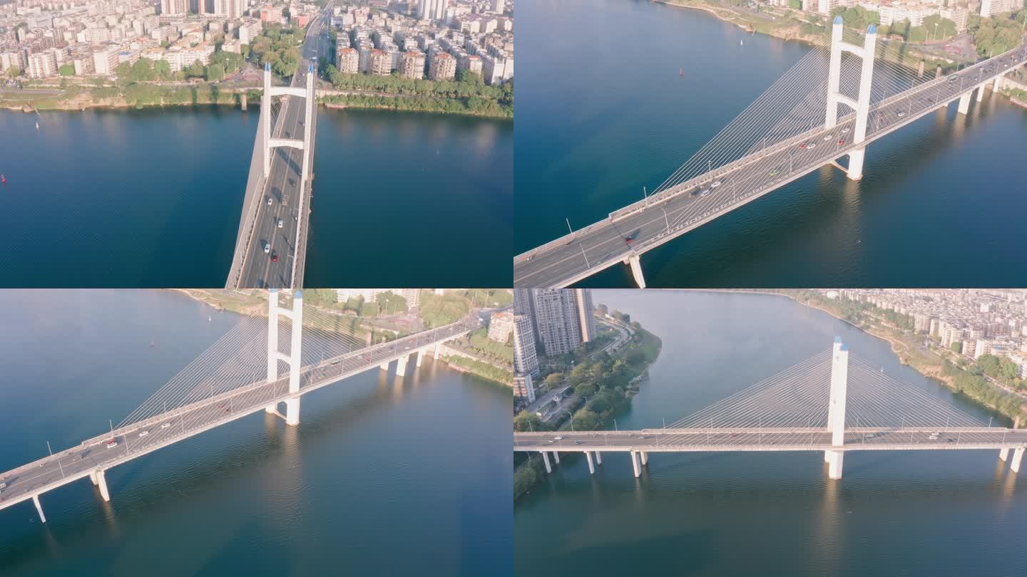 航拍广西柳州柳江上的桥梁-壶西大桥