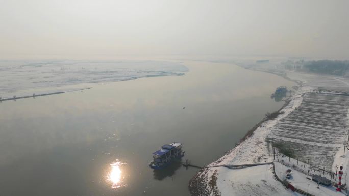 汉江雪景延时航拍