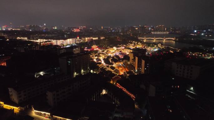 航拍24年春节赣州宋朝不夜城夜景