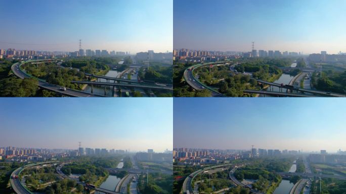 杭州钱塘新区下沙立交桥郊区风景航拍