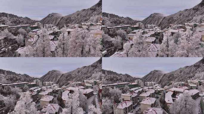 庐山牯岭镇冬日雪景航拍