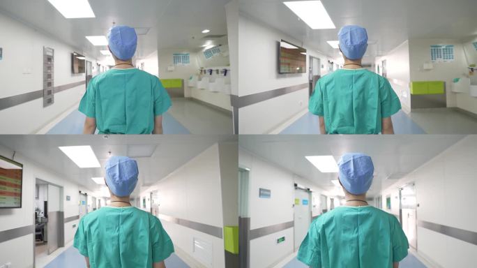 医生走在手术室走廊 护士走在手术室走廊