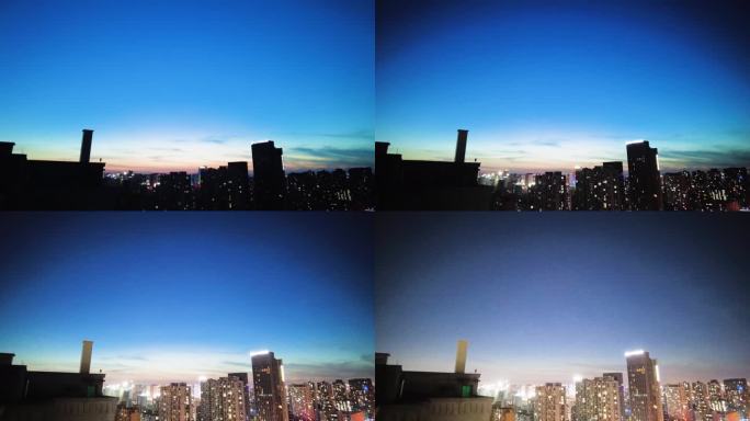 城市夜幕降临时分日转夜风景延时摄影视频素