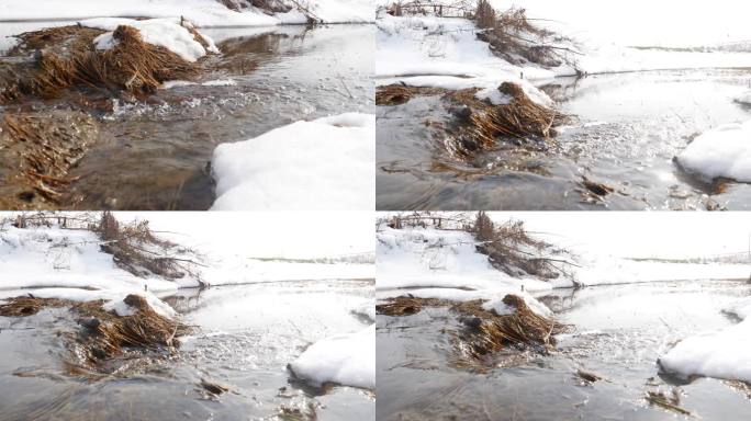 冬天溪流升格视频