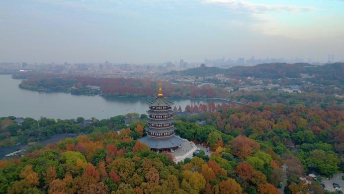 杭州西湖景区城隍阁航拍