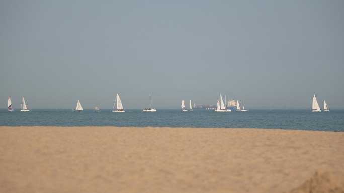 环岛路厦门 海边 帆船 沙滩 日落