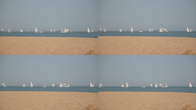 环岛路厦门 海边 帆船 沙滩 日落