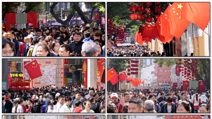 【4k】广州北京路步行街街景游客热闹人群