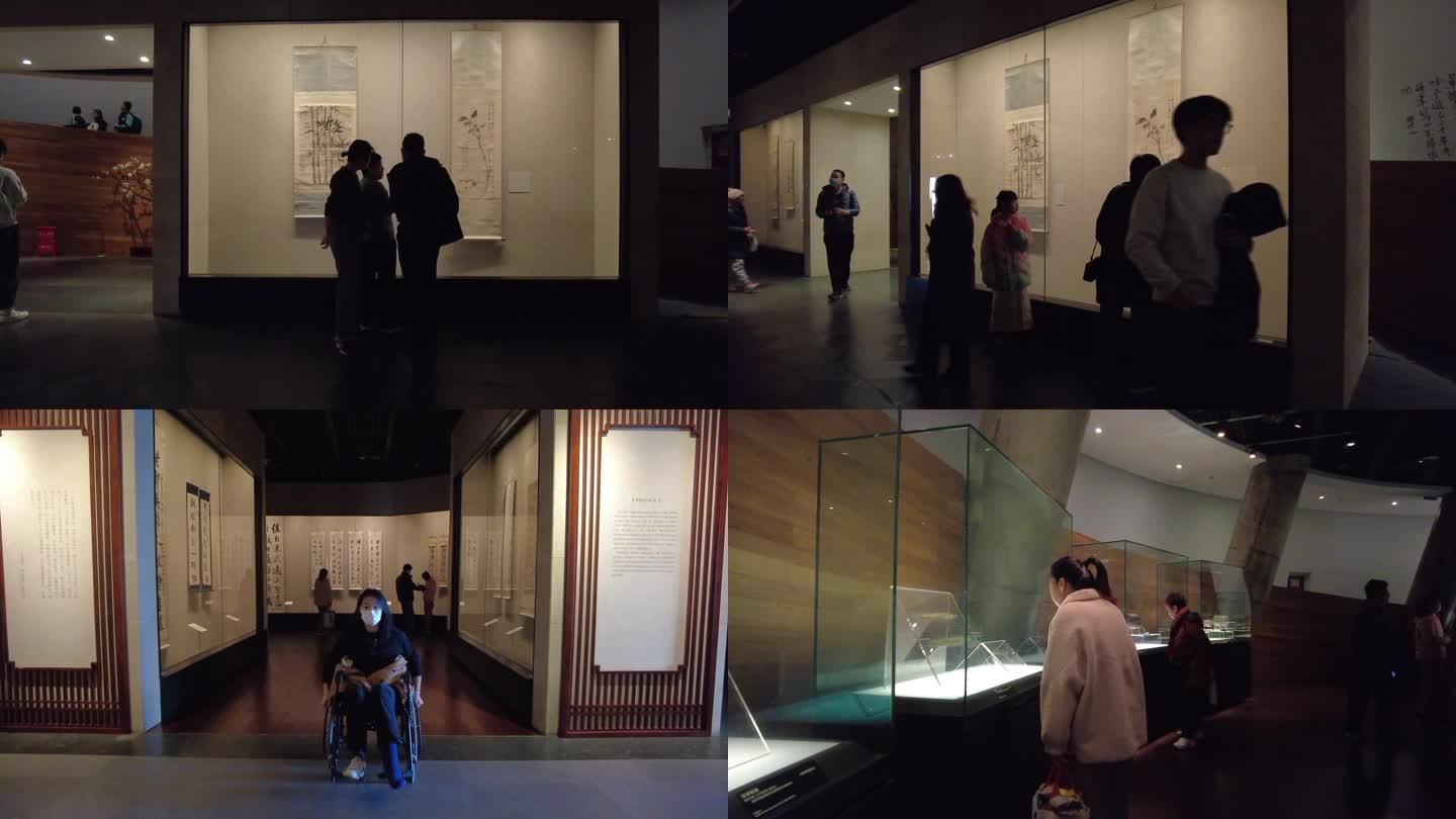北京首都博物馆书画展览观众参观历史文物