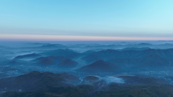 航拍黎明千山风光