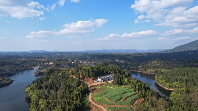 晴天大山森林小镇航拍合集  多镜头