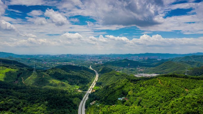 高空航拍长路延时