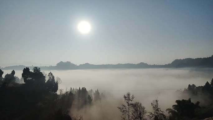 实拍中国山水古墨风山林风景云海