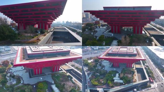 上海中华艺术宫航拍浦东新区城市地标建筑风