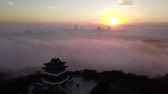 惠州高榜山云海日出航拍景观