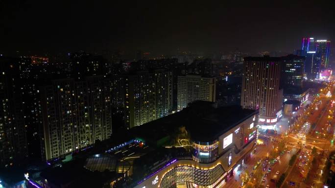 杭州钱塘新区夜晚夜景车流视频素材4