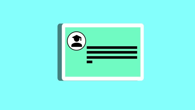 身份证图标在青色背景上动画。