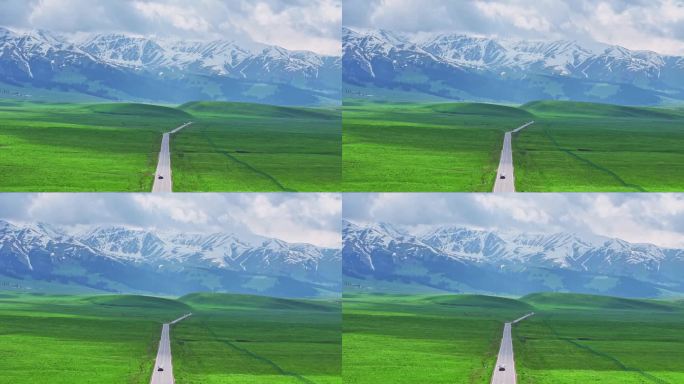 新疆 雪山 草原 公路 那拉提
