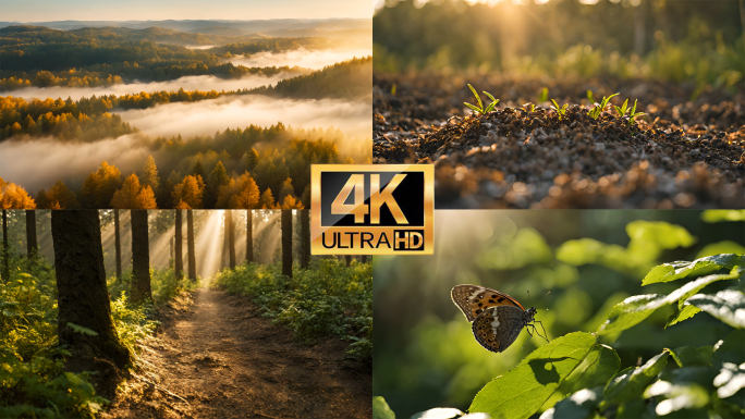 【4K】大自然清晨森林阳光植物唯美意境
