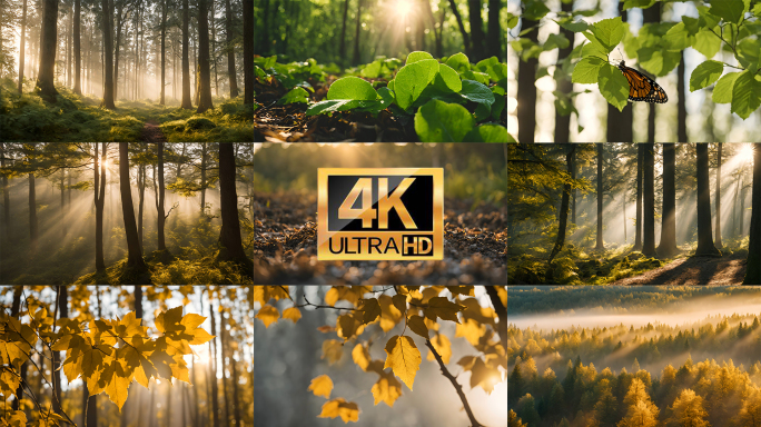 【4K】大自然清晨森林阳光植物唯美意境