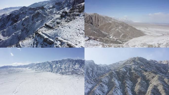 宁夏贺兰山贺兰晴雪4K航拍素材