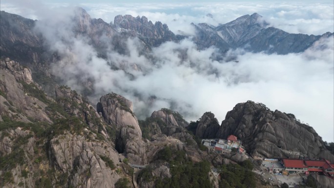 安徽省黄山云海航拍延时风景视频素材