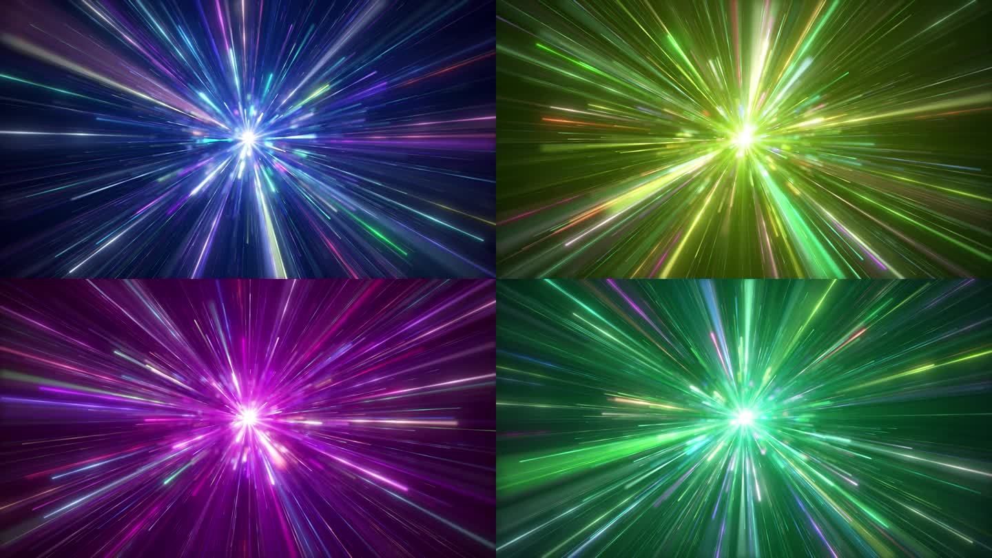 绚丽彩色粒子光线爆炸五彩光线空间穿梭
