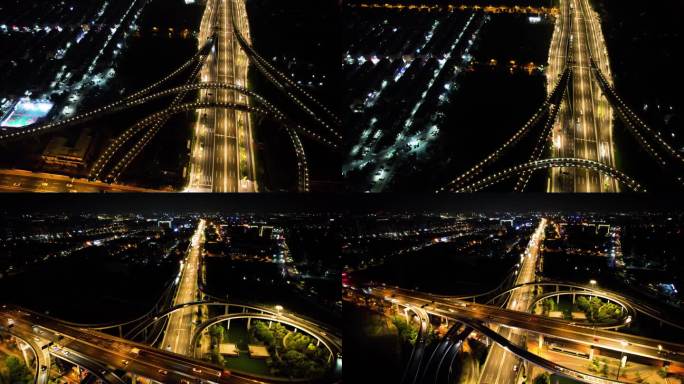 城市立交桥高架桥汽车车流夜景视频素材
