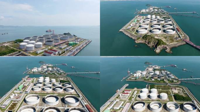 广东惠州港三十万吨油轮靠港航拍视频