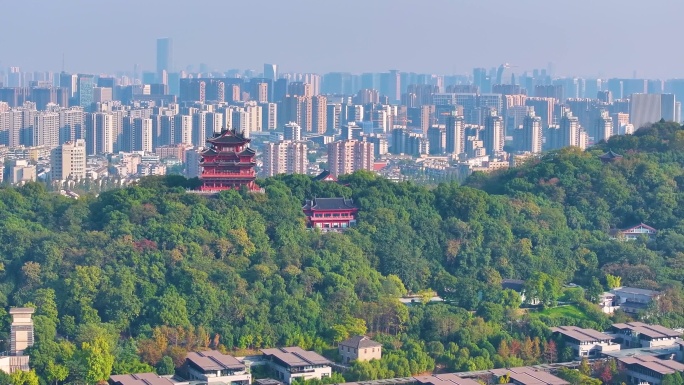 杭州城隍阁景区航拍上城区风景风光素材44