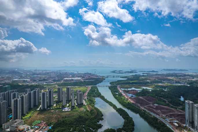 海滨小镇大景航拍延时定镜