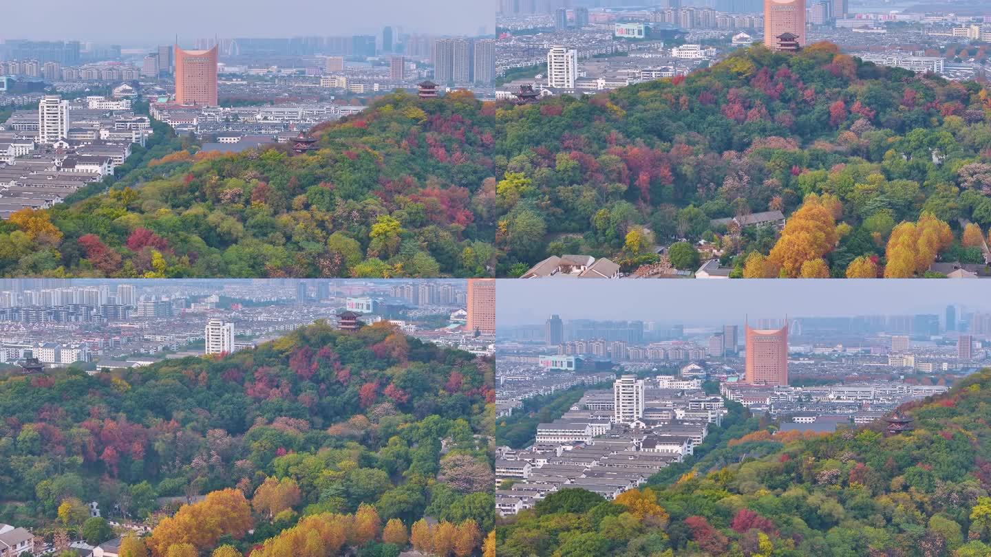 浙江绍兴越城区府山公园航拍城市风景大自然