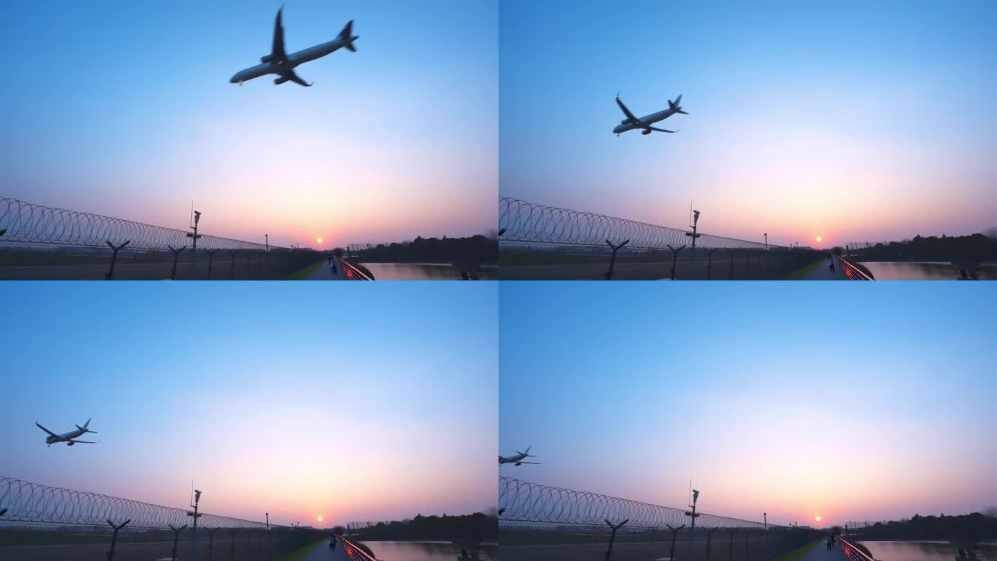 飞机航班降落机场空镜