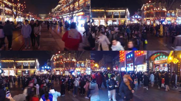 北京首都大栅栏春节氛围过年正阳门延时人流