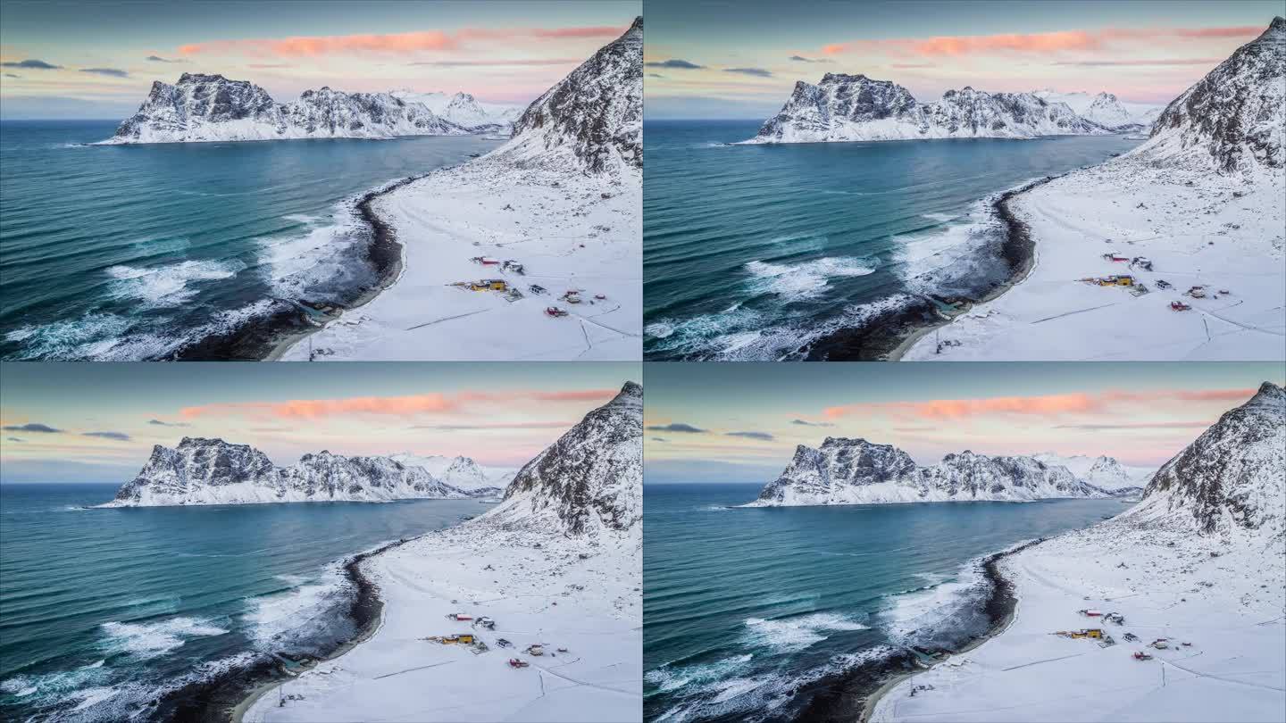 挪威乌塔克莱夫海滩的北极海岸线