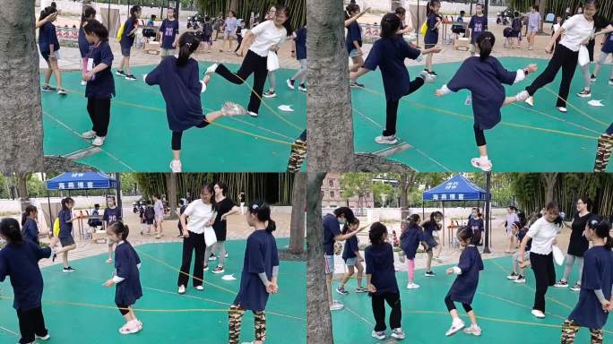 上海 小学生九子游戏 跳筋子