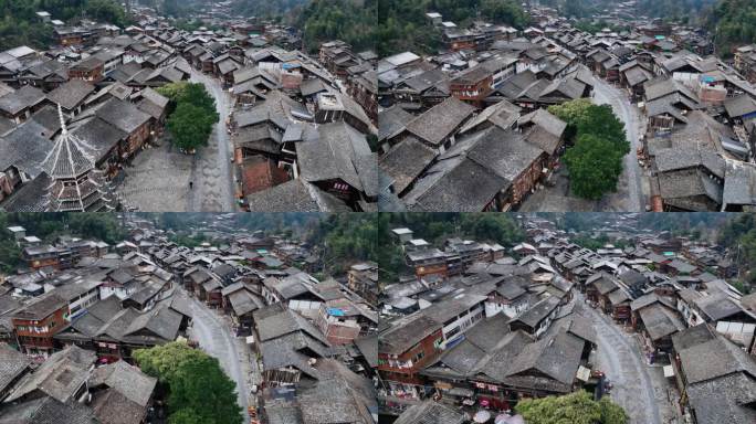 【正版素材】肇兴侗寨黎平冬天航拍0895