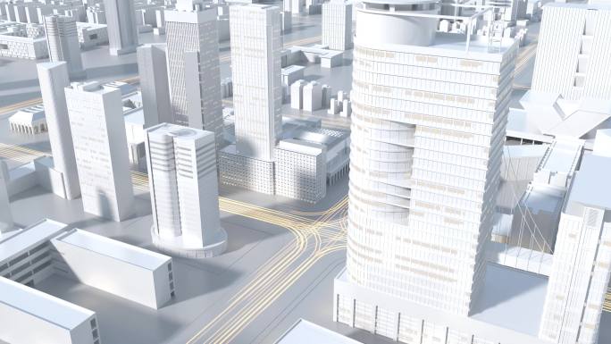 模型智慧城市 未来科技城市 城市白模穿越