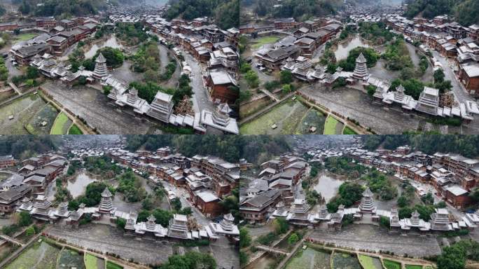【正版素材】肇兴侗寨黎平冬天航拍0907