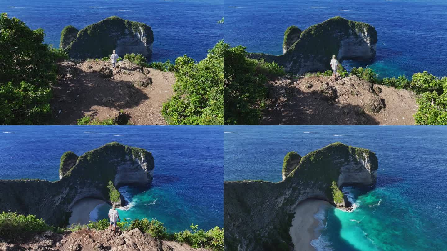 海岛阳光海岸人物户外航拍