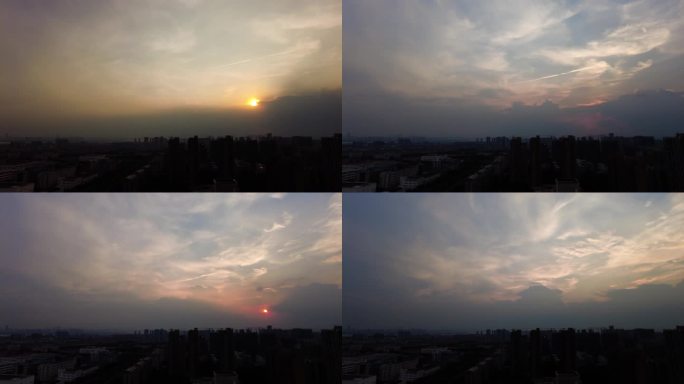 城市傍晚日落太阳下山延时摄影视频素材