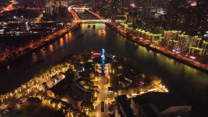 无锡 运河公园 运河  城市大景 夜景