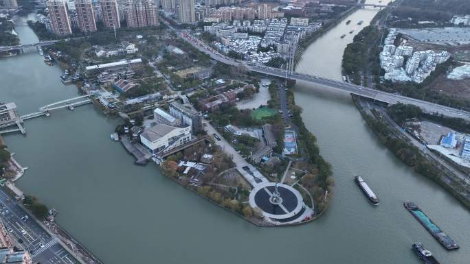 无锡 运河公园 运河 拐角 城市大景