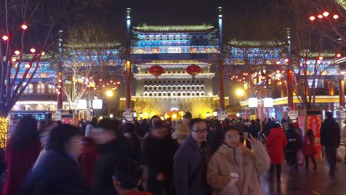 北京城中轴线夜经济延时旅游前门古建筑