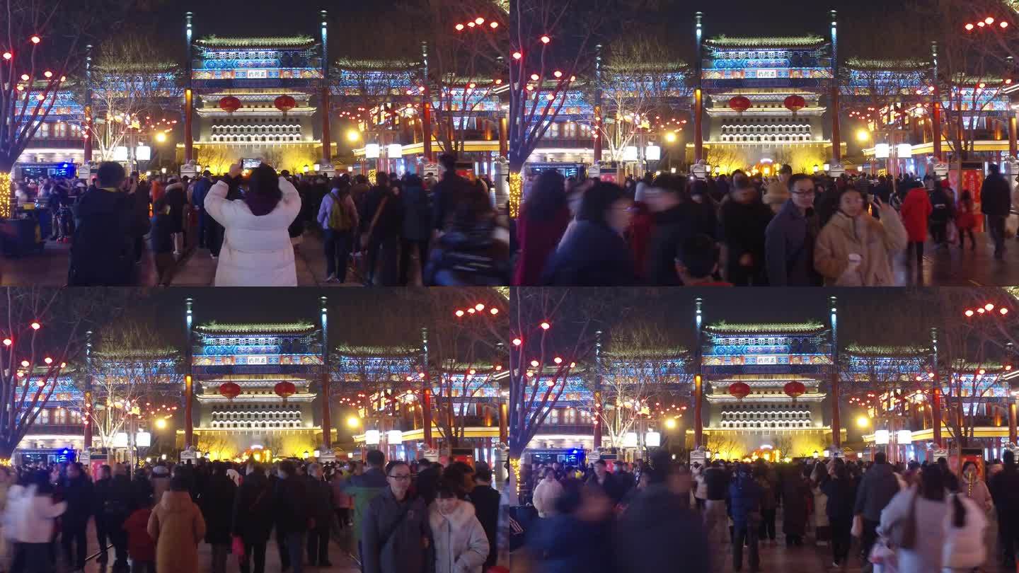 北京城中轴线夜经济延时旅游前门古建筑