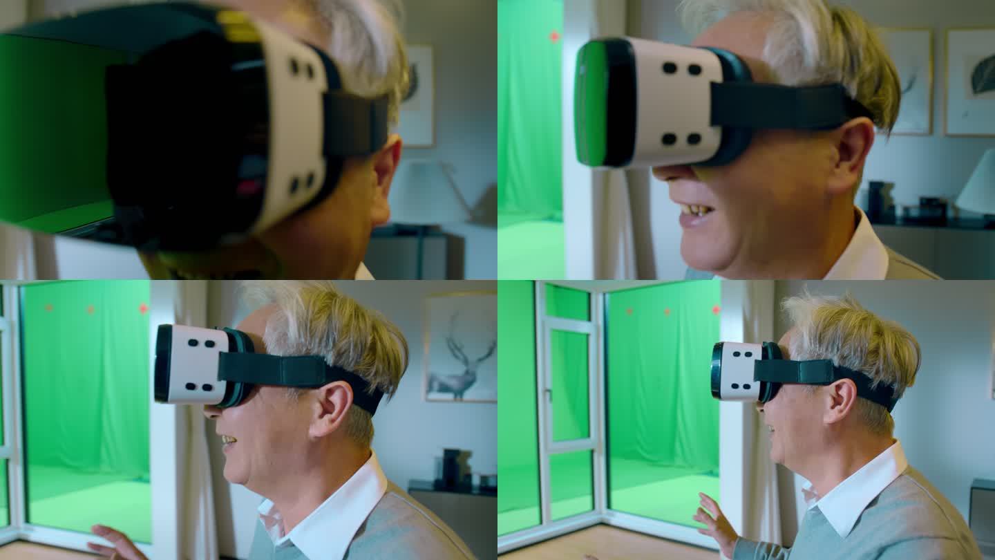 爷爷奶奶在客厅 玩vr