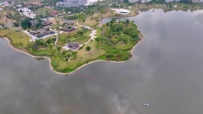 福州旗山湖公园航拍闽侯县福建城市风景风光